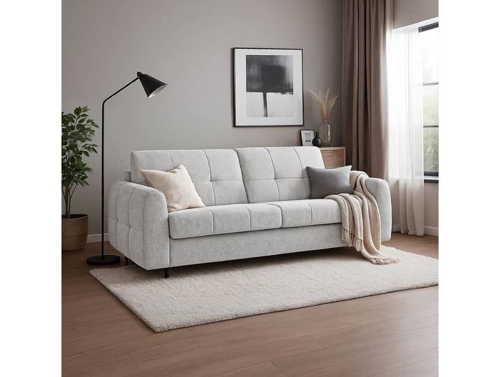 Schlafsofa PIREUS – Sofa mit Bettfunktion, Matratze & Klappmechanismus 250x90 cm, Hellgrau