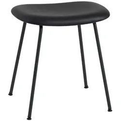 Muuto Fiber Stool, tube base, refine leder schwarz / schwarz