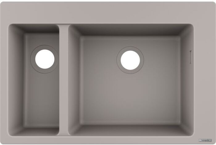 Hansgrohe Einbauspüle 43315380 770 x 510 mm, 1 Haupt- und Zusatzbecken, betongrau