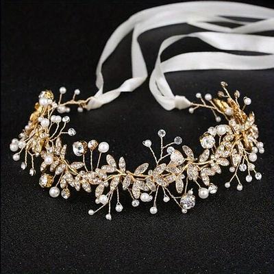 Weißer Kristall-Kopfschmuck, Brautjungfer, Braut, Hochzeitskleid, Kranz, Haarschmuck, Perlen-Stirnband, ideale Wahl für Geschenke