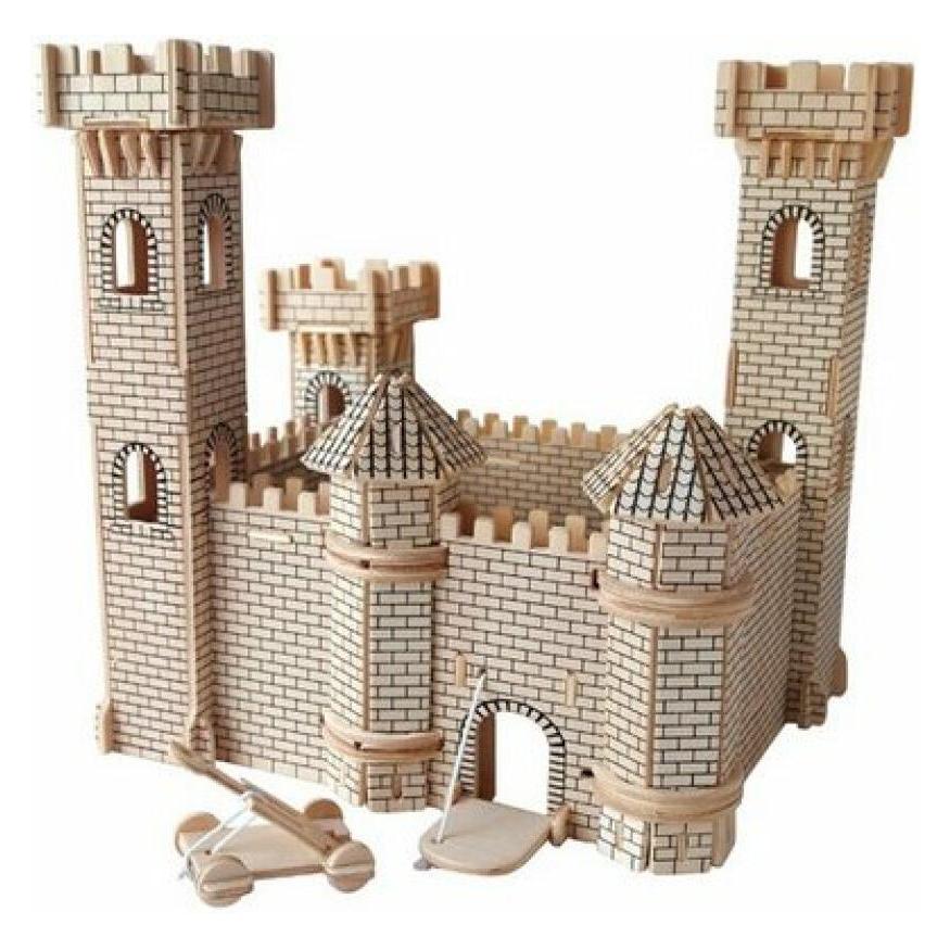Woodcraft WOODEN TOY, WCK 3D-Puzzle Weisses Haus bunt (P048)