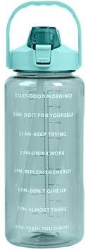 Perfect Picks Market Liter Water Bottle With Straw And Time Marker For Fitness Hydration green 2000ml