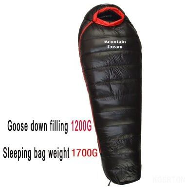 Uplifted Goods Winter Goose Down Mummy Sleeping Bag For Camping And Outdoor Trips black 1200g