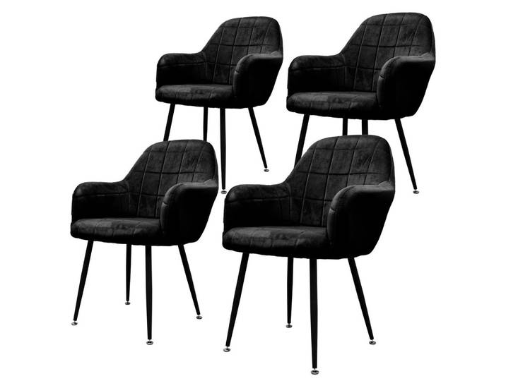 ESSZIMMERSTUHL Samt Schwarz 2er Set