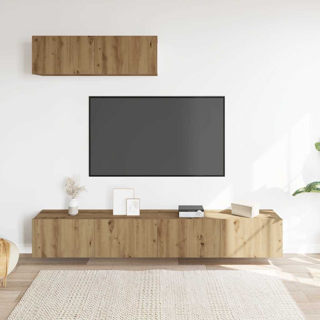vidaXL Muebles TV de pared 3 uds roble artisan 100x30x30 cm Marrón