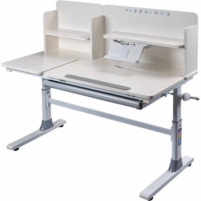 Kinderschreibtisch INTER LINK "Sören, höhenverstellbar & neigbar, ergonomisch, mit vielen Funktionen", weiß (weiß, grau, weiß, grau, weiß), B:120cm H:96cm T:60cm, Tische, Kinderschreibtisch, Schülerschreibtisch mit Kurbel, 1 Schublade, BxTxH:...