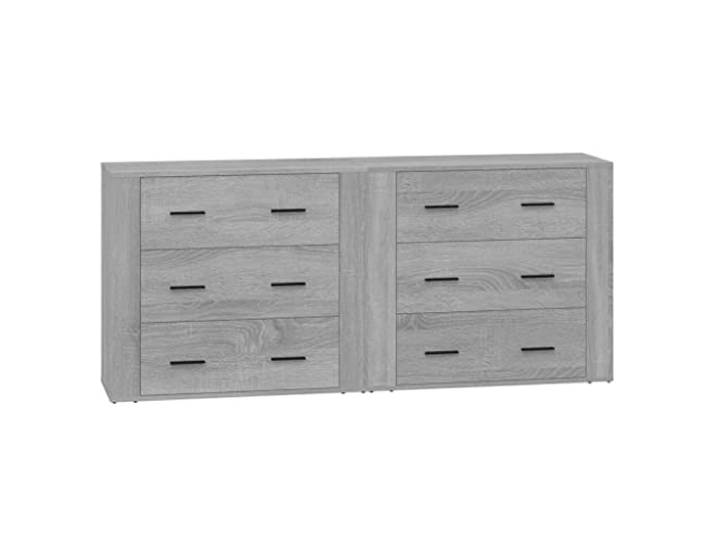 GHVBNMF Sideboard 2er Set Grau Sonoma 80x33x70 cm Holzwerkstoff Vielseitige Kommoden im 2er Set fuer Wohnzimmer und Flur mit geräumiger Ablage und stabiler Wandbefestigung.