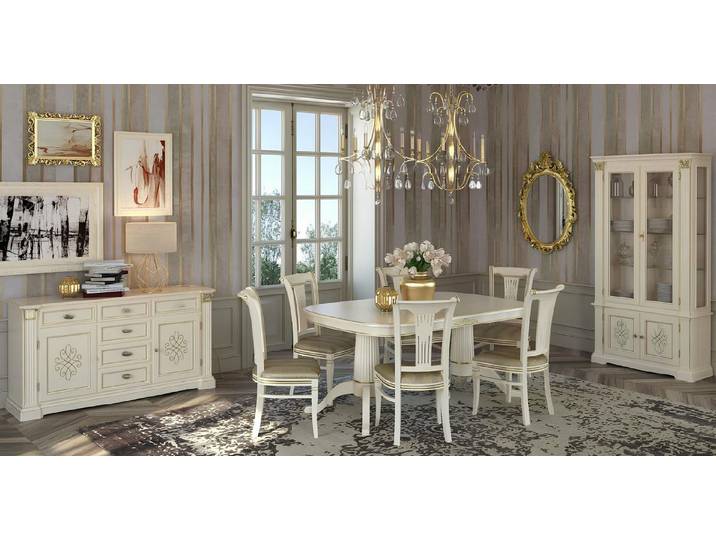 JVmoebel Esszimmer-Set Holz Esstisch mit eleganten Stühlen in neutralen Farbtönen, (Esszimmer-Set, Küchen-Set), Made in Europa