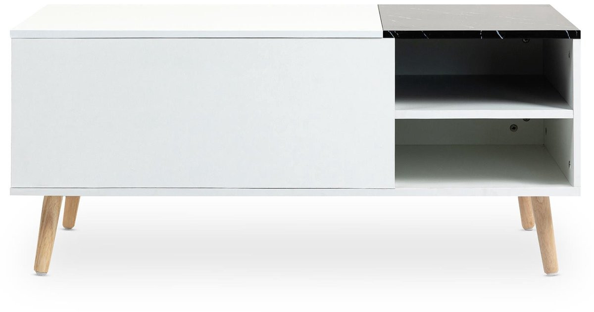 IDIMEX Salontafel MUSKA met hefblad wit/zwart