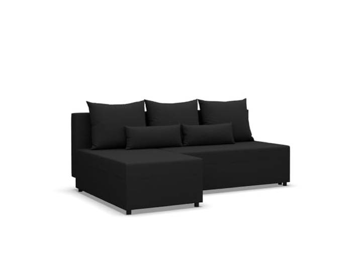 Mebligo Fermo - Ecksofa mit Schlaffunktion, Bettkastem, Komfort und Still, Universelle Seite, schwarz (Lux 23)