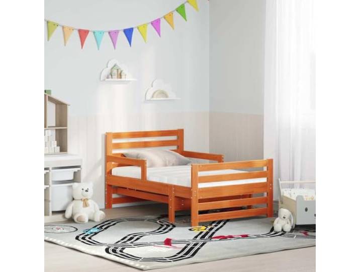 SKTQYQO Bettgestell Kiefer massiv braun 80 x 200 cm Minimalistisches Design, robust, stabiler Boden, inklusive Matratze