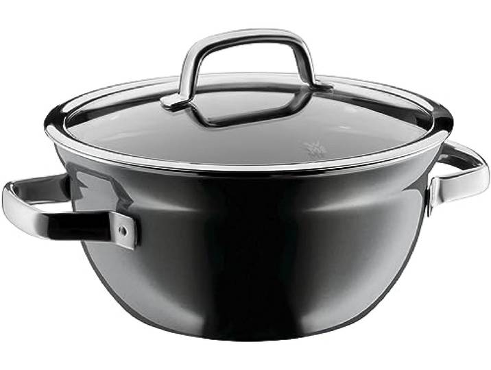 WMF Fusiontec Mineral Kochschüssel mit Glasdeckel 20 cm, kleiner Topf Induktion 2,3l, High-Tech Keramik, kratzfest, grau