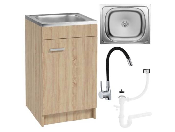 Stamar Spülenschrank Küchenschrank 50 cm Sonoma Spüle mit Armatur