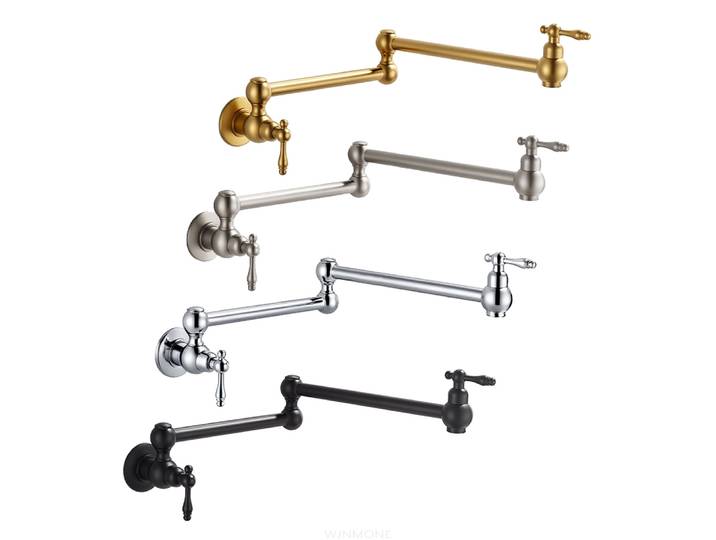 Sfacettes d'évier de cuisine en cuivre massif de luxe, pliage à froid simple 360 ° Robinet de cuisine rotatif, robinet d'eau de lavage universel mural Accessoires de cuisines mitigeur cuisine robinets