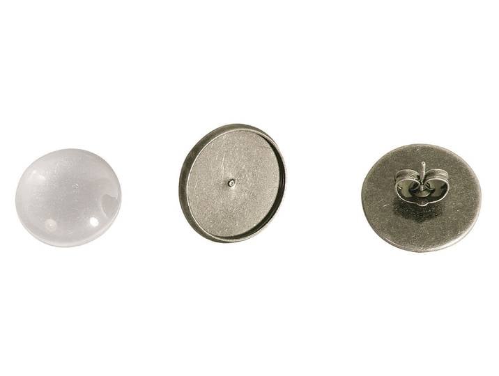Rayher Ohrstecker-Metallfassung mit Cabochon ⌀ 16 mm 1 Paar