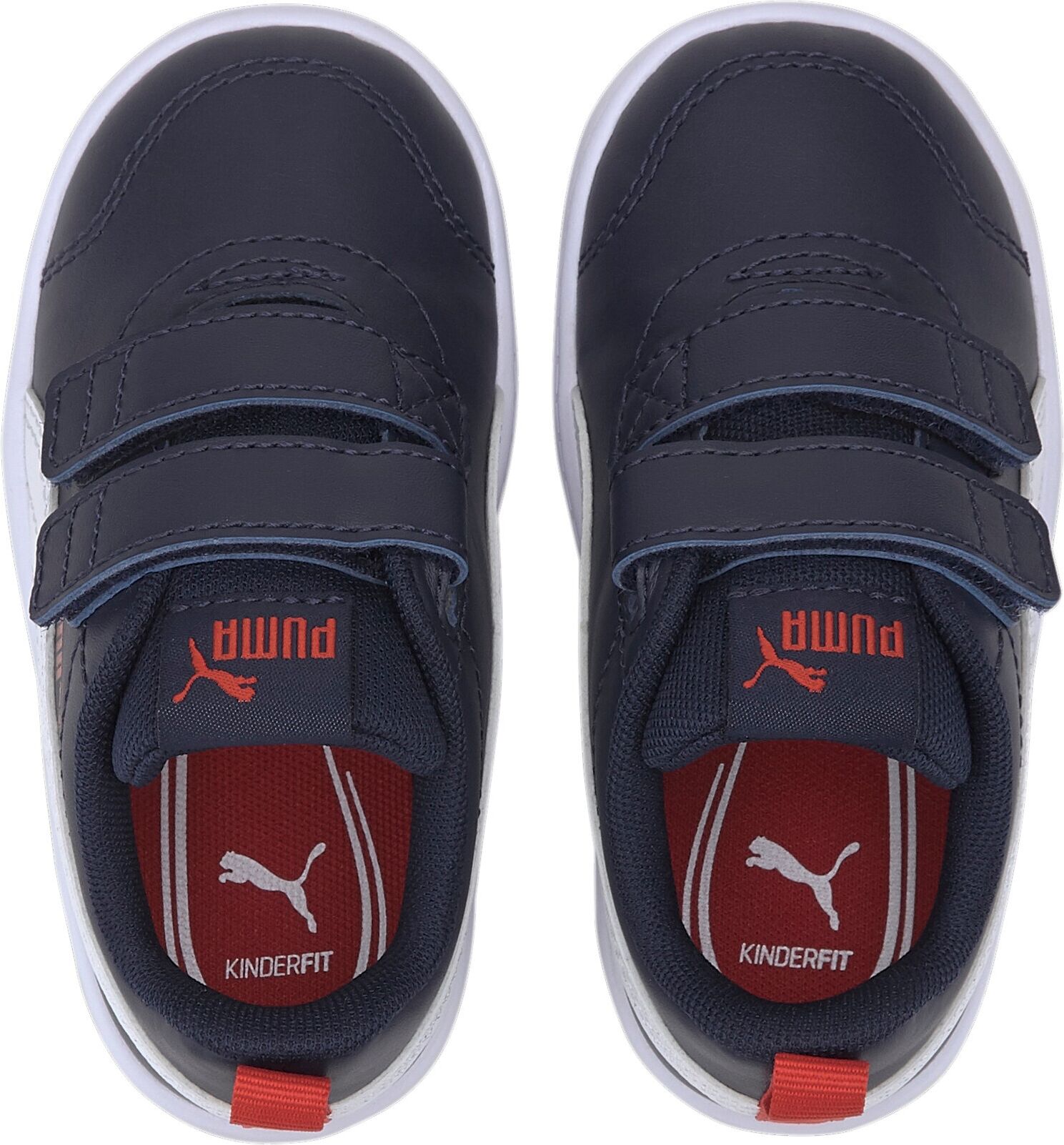 Sneaker PUMA "COURTFLEX V2 V INF", Jungen, Gr. 25, bunt (peacoat, high risk rot), Synthetik, unifarben, Schuhe Sneaker, mit Klettverschluss, leicht profiliertes Laufsohlenprofil peacoat, high risk rot 25