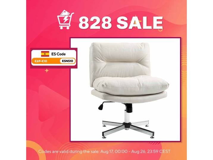 Chaise de bureau sans accoudoirs Homcom avec base croisée réglable en hauteur, gris