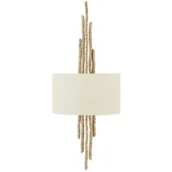 Wandlampe Leuchte Stahl Metall Gold H 68,6 cm 2 Flammig Flurleuchte