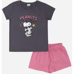 Pyjama Set Kurz - dunkelgrau/rosa - S