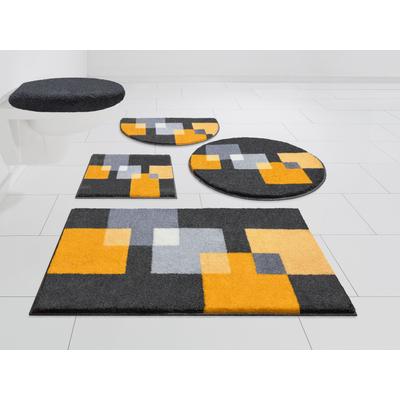 Badematte GRUND "Paxos" Gr. 7, gelb (gelb, grau), H:20mm, Polyacryl, Badematten, Badematte, geometrisches Design, modern, flauschig, softer Flor, Made in Europe
