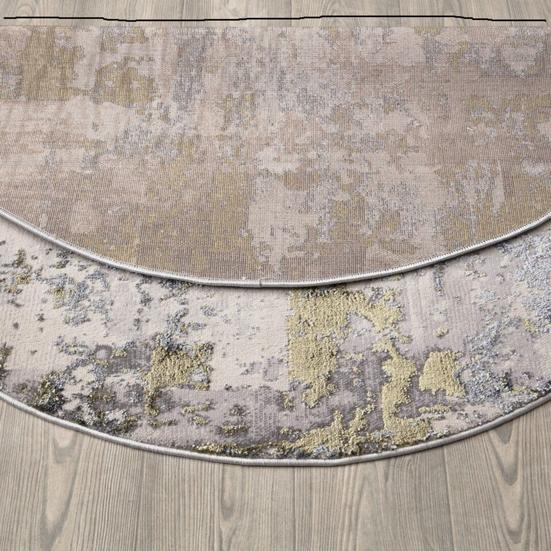 Borough Wharf Victoriaville Abstract Area Rug Yellow Round 120cm