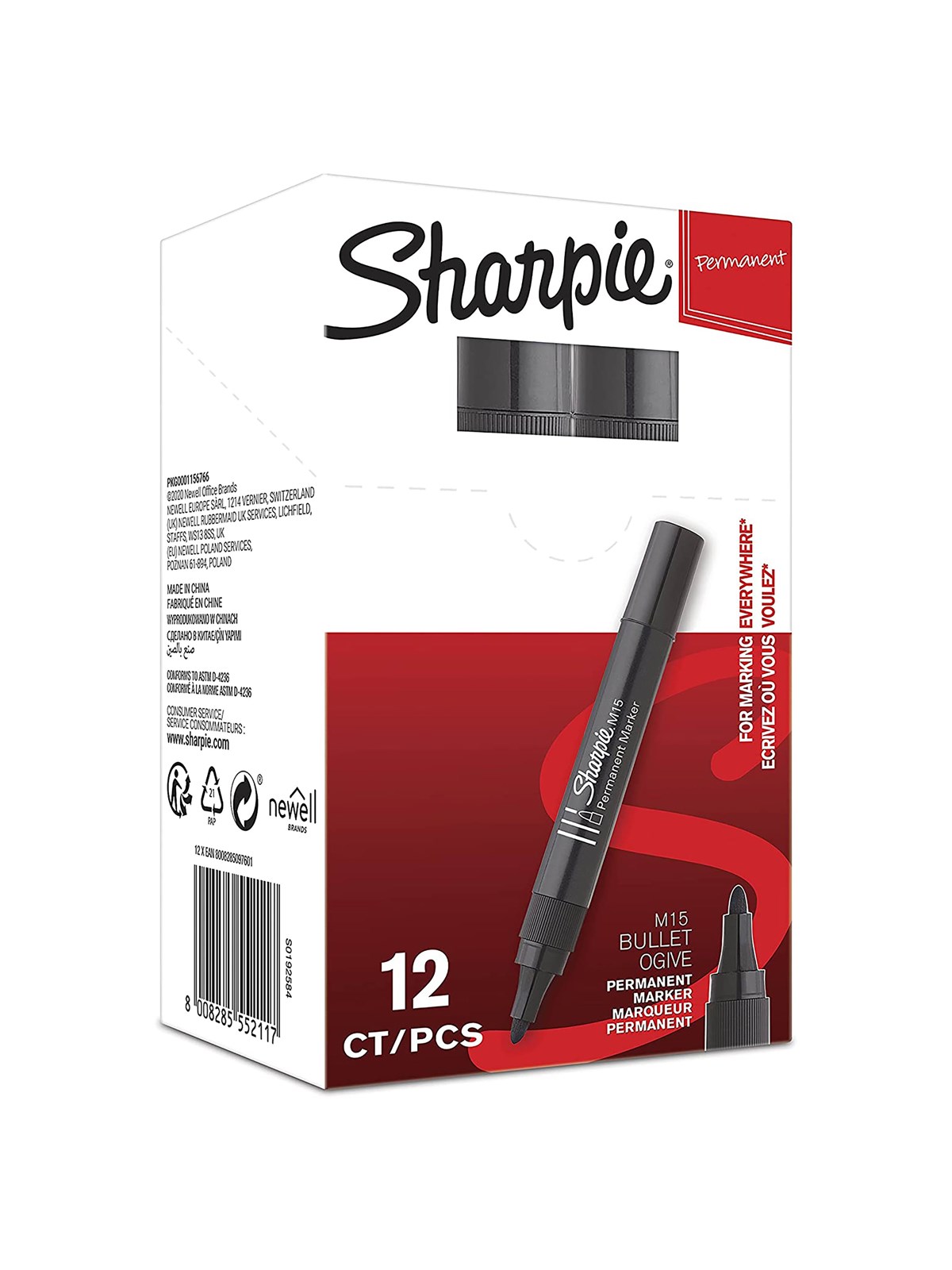 Sharpie M15 Permanentmarker | Patronenspitze | schwarz | 12er Box