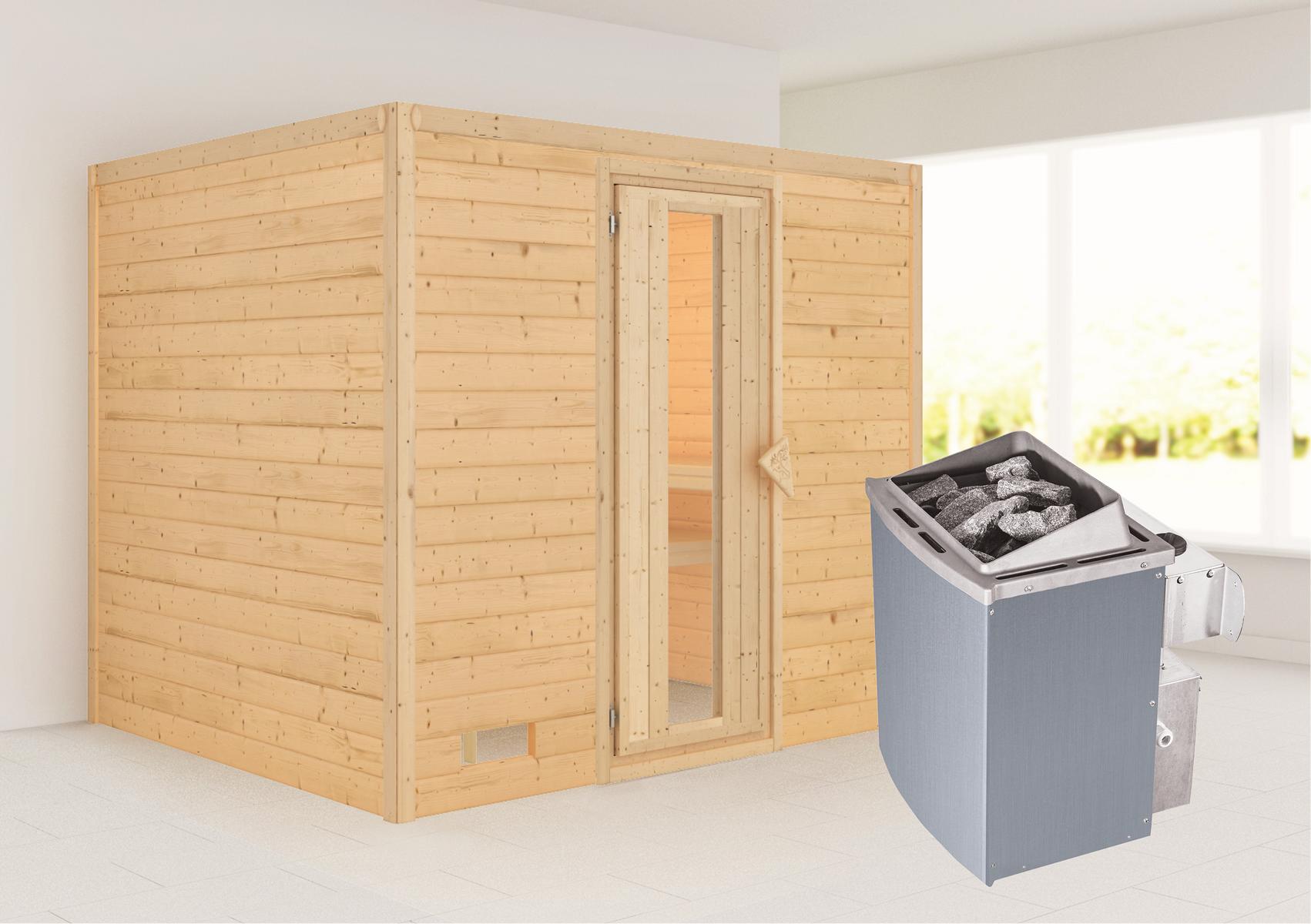 KARIBUHOLZT Sauna Sonara Front 9kW integr.Stg m.einer Isoliertür 09231571