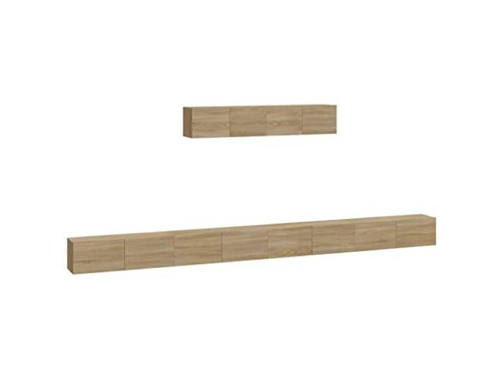 RJPLMFV TV-Bank, 6-teilig, Holz, Eiche, Sonoma Wanddesign, großer Stauraum, glatte Oberfläche, feuchtigkeitsbeständig, einfach zu montieren