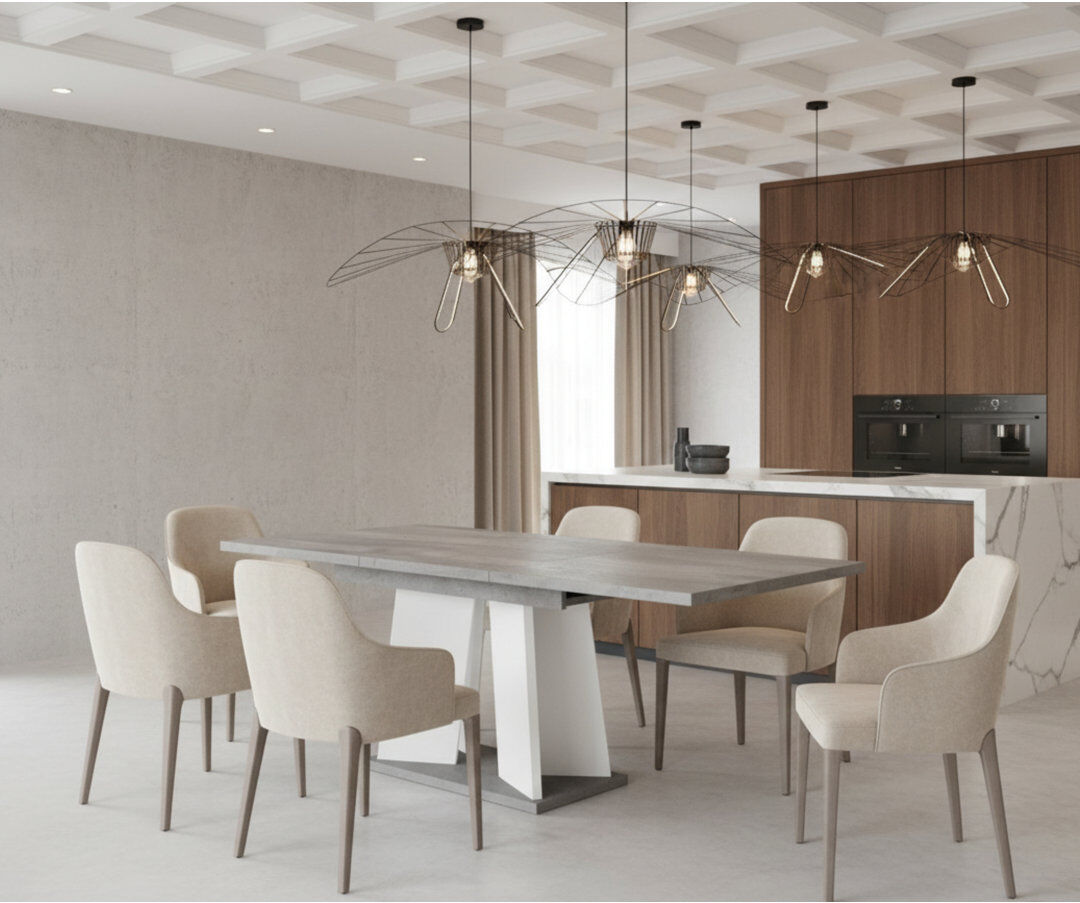 Metro Extendable Dining Table Alekzander Light Grey/White