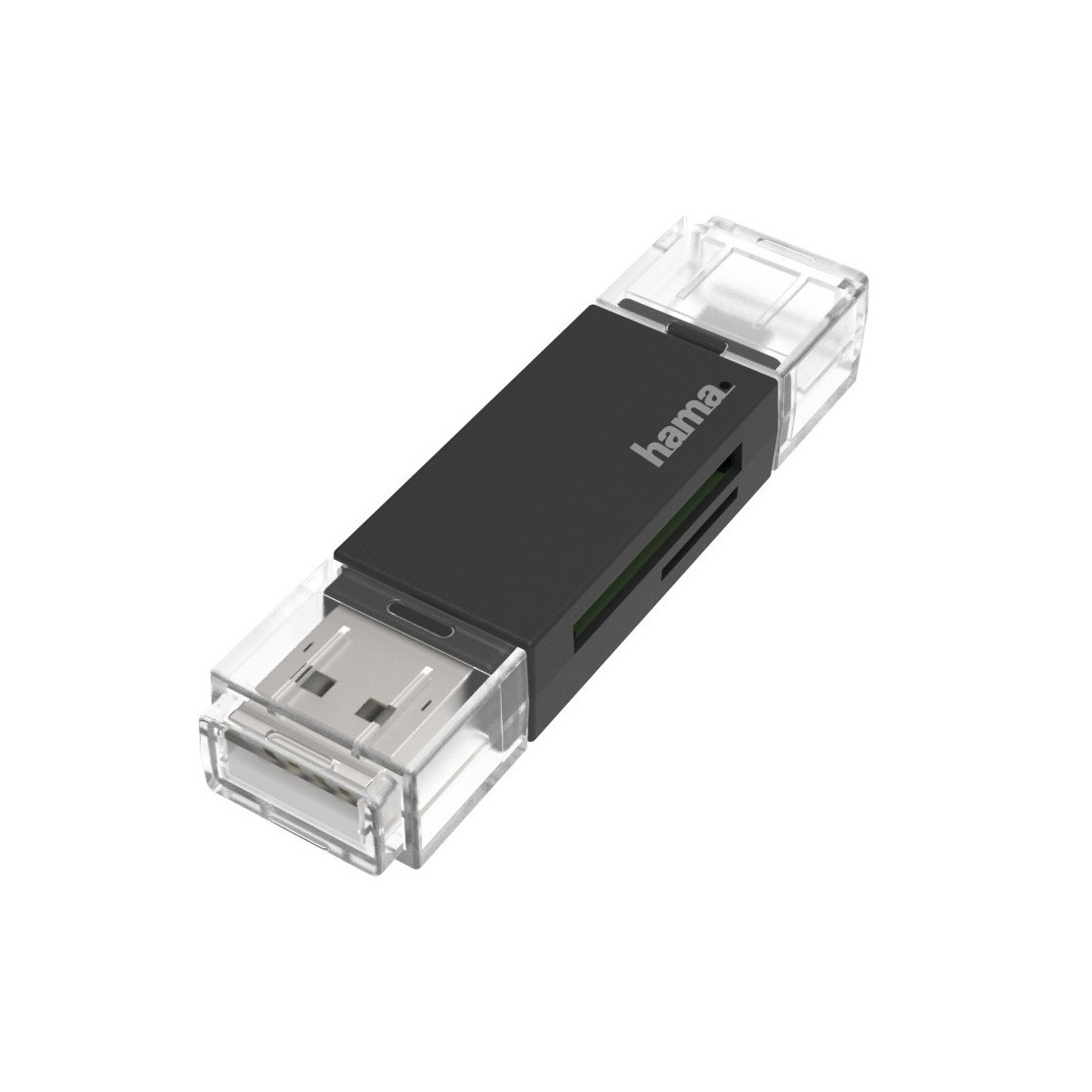 Hama USB-kaartlezer met OTG, USB-A en micro-USB, USB 2.0, SD/microSD, Zwart