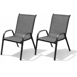 Mojawo 2er Outdoorstuhl Gartenstuhl Stapelstuhl Metall Textilen Anthrazit