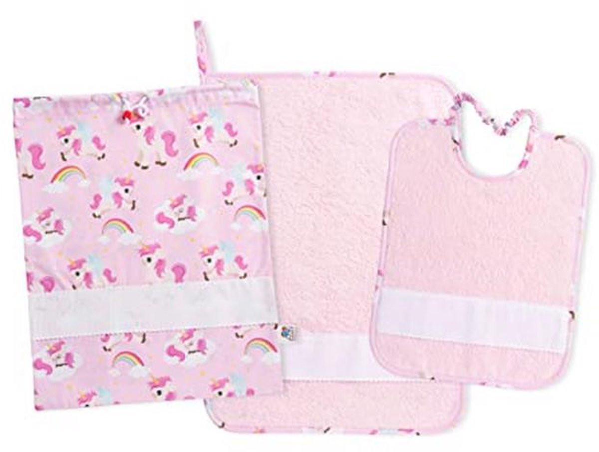 3-delige Kleuterschoolset met Borduur Atelier inclusief Slabbetje, Handdoek en Tas