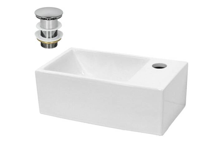 LuxeBath Waschbecken, Weiß, Keramik, 20.5x12.5x35 cm, Badezimmer, Waschbecken & Armaturen, Waschbecken