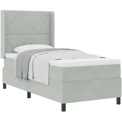 vidaXL, Boxspringbett, Boxspringbett Mit Matratze Samt Hellgrau (90 x 200 cm)