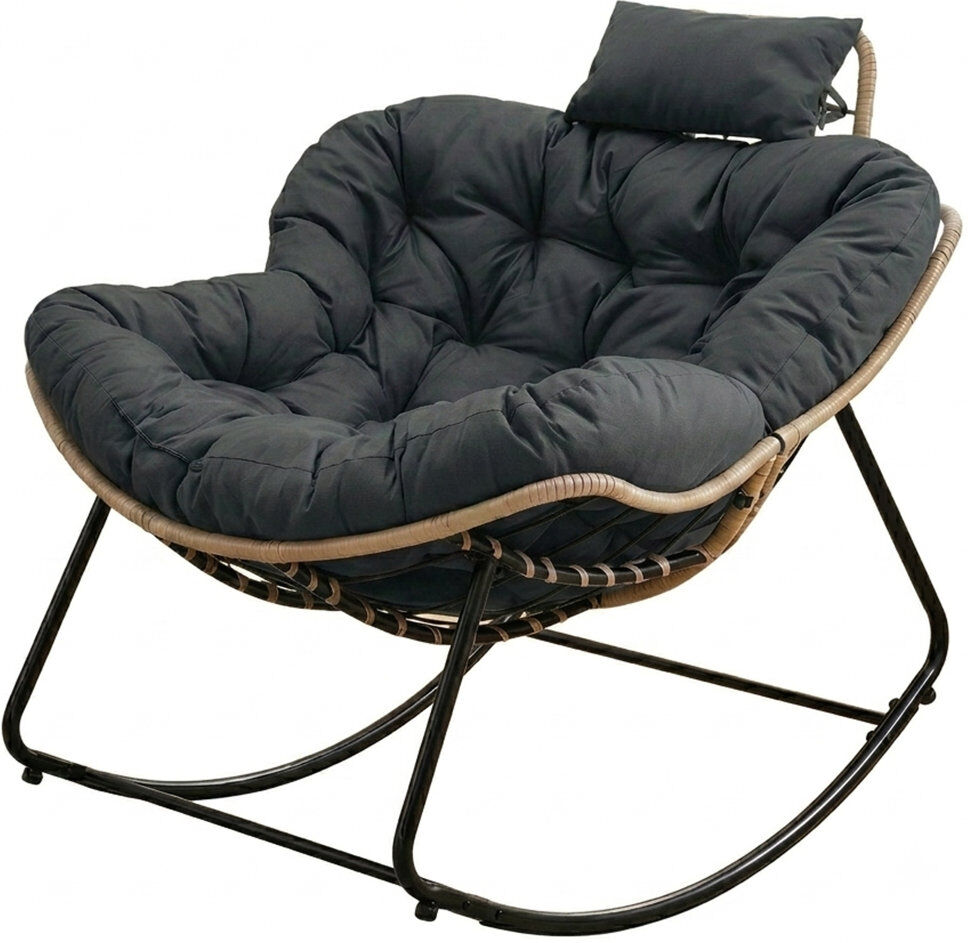 Canora Grey Eggshell Rocking Chair, Tech Fabric Dark Grey 81.5cm H X 82cm W X 110cm D