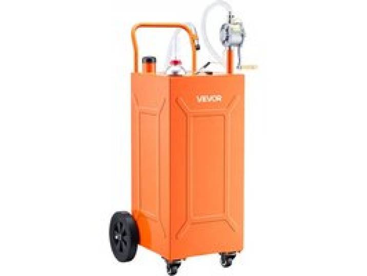 VEVOR 132,5L Kraftstofftrolley Mobile Tankanlage mit Manueller Pumpe Orange, Kohlenstoffstahl, Inkl. 4 Rolle & 3m Förderschlauch, Max. 17,8L/min Durchfluss, Benzin & Diesel, Ideal für ATV UTV Motorrad