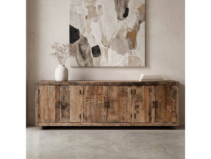 Enfilade en bois foncé brut et ancien 220 cm - Antique
