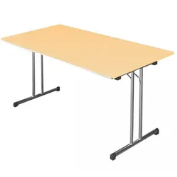 Lüllmann Klapptisch,T-Fuß, 750 x 1800 x 800 mm, chrom/ahorn