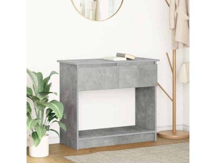Konsolentisch mit Schubladen Betongrau 85,5x38,5x74,5 cm Holzwerkstoff Zwei Schubladen, robuste Tischplatte, pflegeleichte Oberfläche, vielseitig als Flur- und Wohnzimmermöbel, inklusive