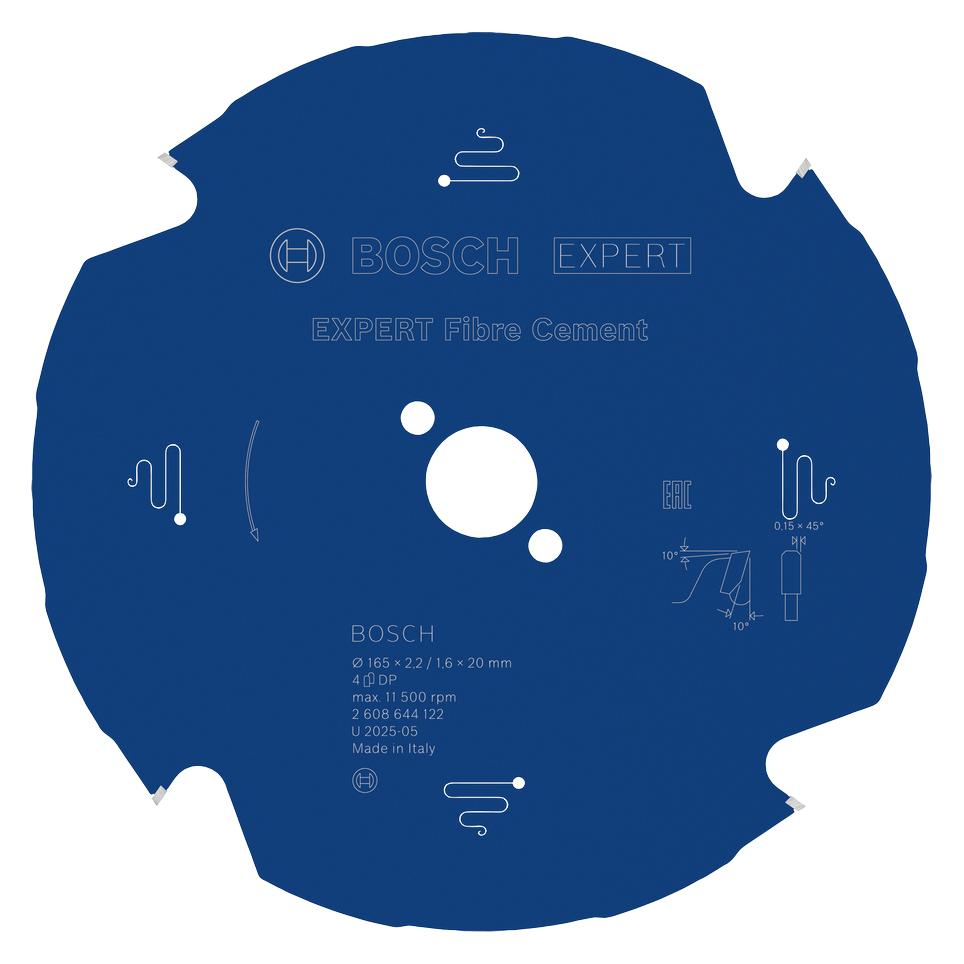 Bosch Professional Zubehör Kreissägeblatt Expert for Fibre Cement, 165 x 20 x 2,2 mm, 4 (2608644122)