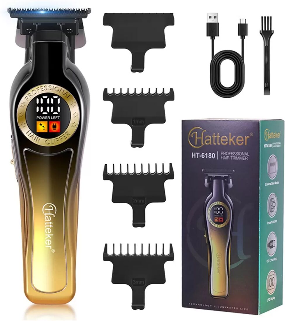 INF Tondeuse à Cheveux Électrique Professionnelle à Affichage Numérique Rechargeable Or