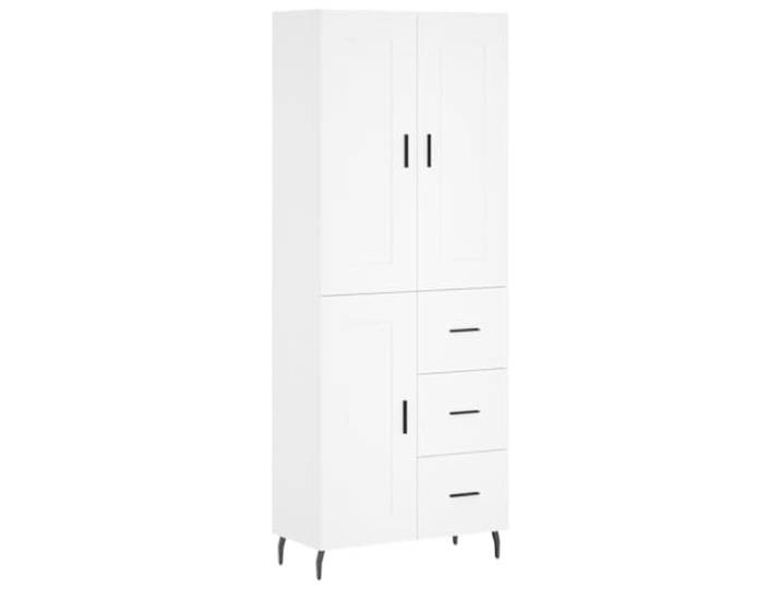GFMGUEMV Highboard Weiß 69,5x34x180 cm Holzwerkstoff Schrank Stauraum Holzwerkstoff, Metallfüße, praktische Türen, viel Stauraum, Feuchtigkeitsbeständigkeit