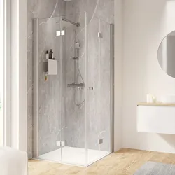 Schulte  Dusche  ExpressPlus  Garant  2.0  Drehfalttür  als  Eckeinstieg  1000/1000  mm  -  Chromoptik  -  für  Montage  auf  Duschwanne