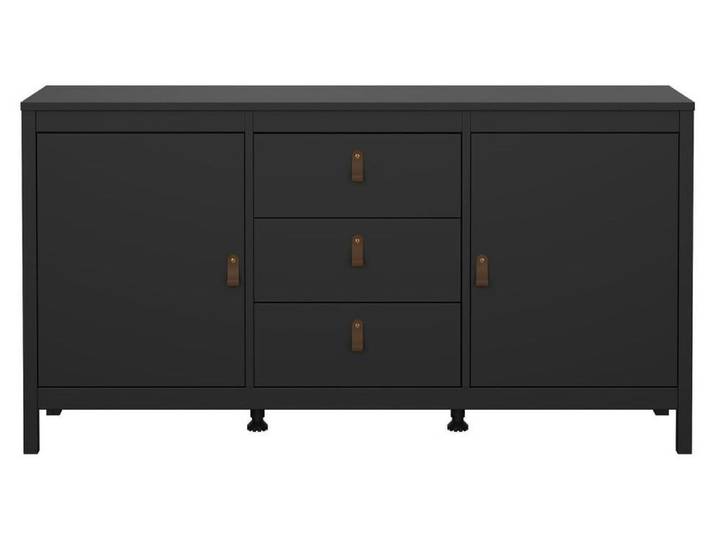 Sideboard Madrid, Schwarz Matt, 2 Türen, 3 Schubladen, HxBxT 151,4x38,4x79,7 cm