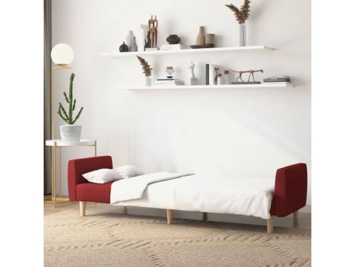 KTHLBRH Schlafsofa 2-Sitzer Weinrot Stoff 220 cm Wandelbar, Holzstruktur, Schaumstoff, Kapazität 110 kg, für Gäste