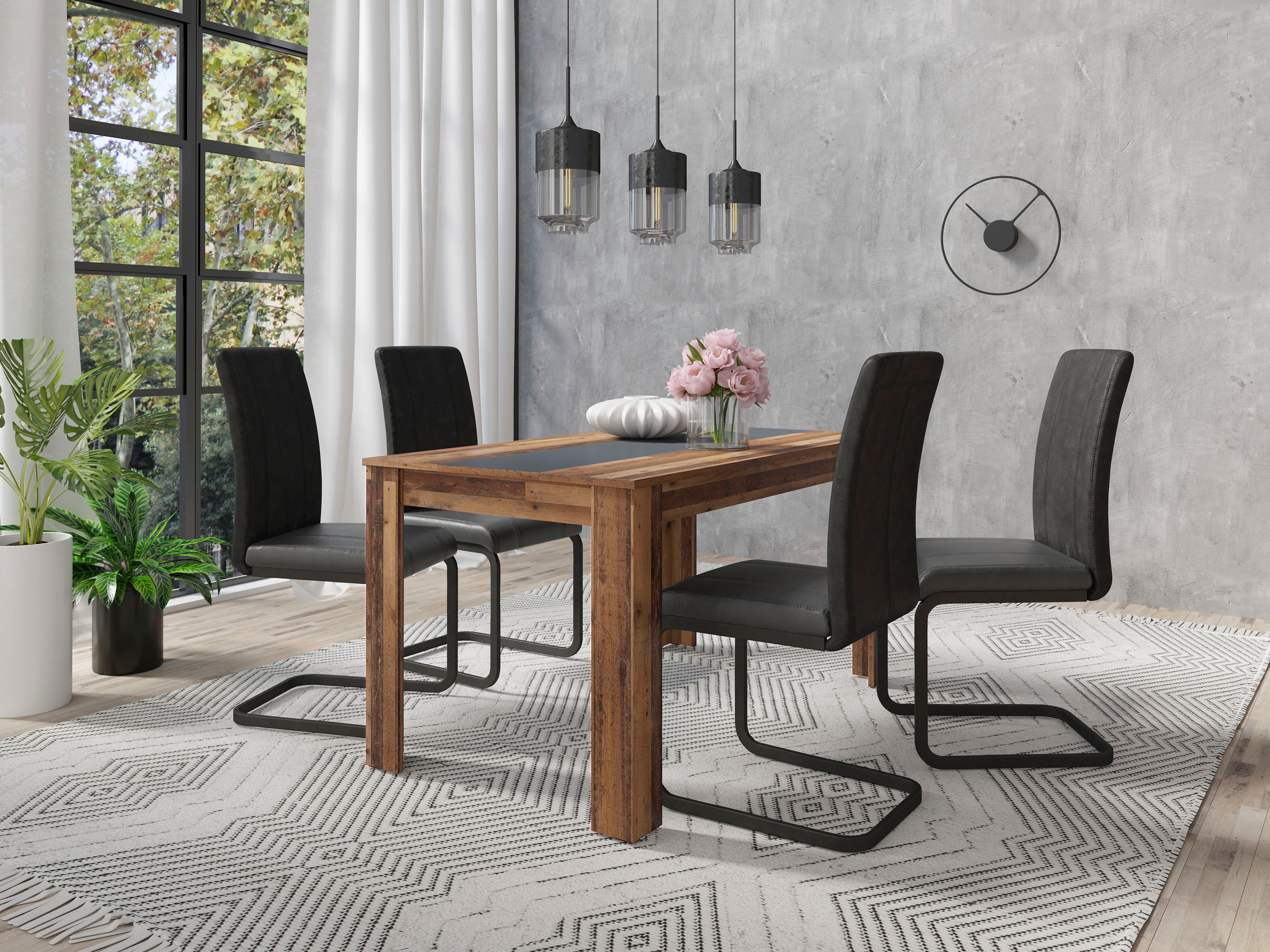 Esstisch BYLIVING "Nori", braun (old wood, old wood, old wood), B:140cm H:75cm T:80cm, Tische, Esstisch, Breite 120, 140 oder 160 cm, Mittelplatte wendbar old wood, old wood, old wood B/H/T: 140cm x 75cm x 80cm