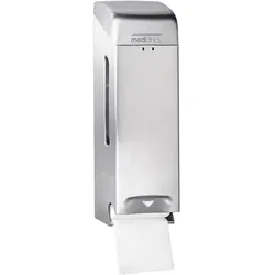 Mediclinics Toilettenpapierhalter Edelstahl geschliffen für 3 Standard Toilettenpapierrollen, mit Sichtfenster