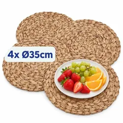 Relaxdays Platzdeckchen Wasserhyazinthe 4er Set Hellbraun
