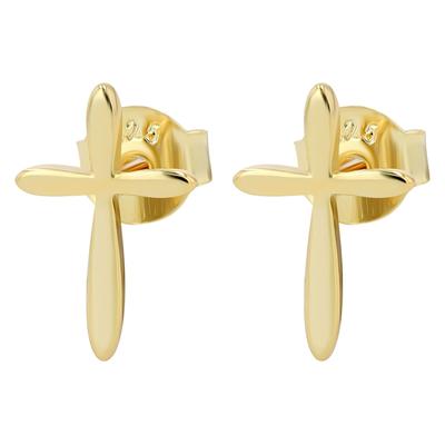 Paar Ohrstecker ADELIA´S "Ohrringe – Ohrstecker Kreuz aus 925 Silber", Damen, Gr. Damen, Silber 925 (Sterlingsilber), gold, Ohrringe, Ein kleines Geschenk mit großer Wirkung