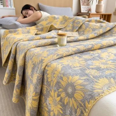 Uplift Picks 3 Layer Cotton Gauze Blanket Lightweight Pure Cotton Throw golden Sunflower 150x200cm 1 Pc